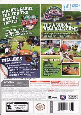 Little League World Series Baseball - Double Play box cover back